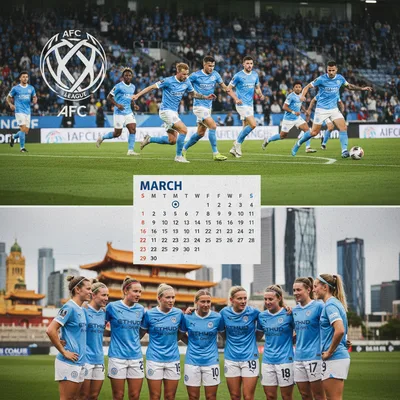 Melbourne City FC players in action during an intense A-League or AFC Champions League match