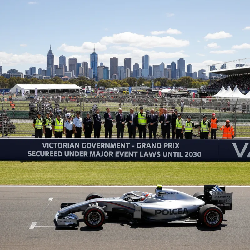 Formula 1 Australian Grand Prix Melbourne Albert Park Circuit street circuit race cars speeding down the track